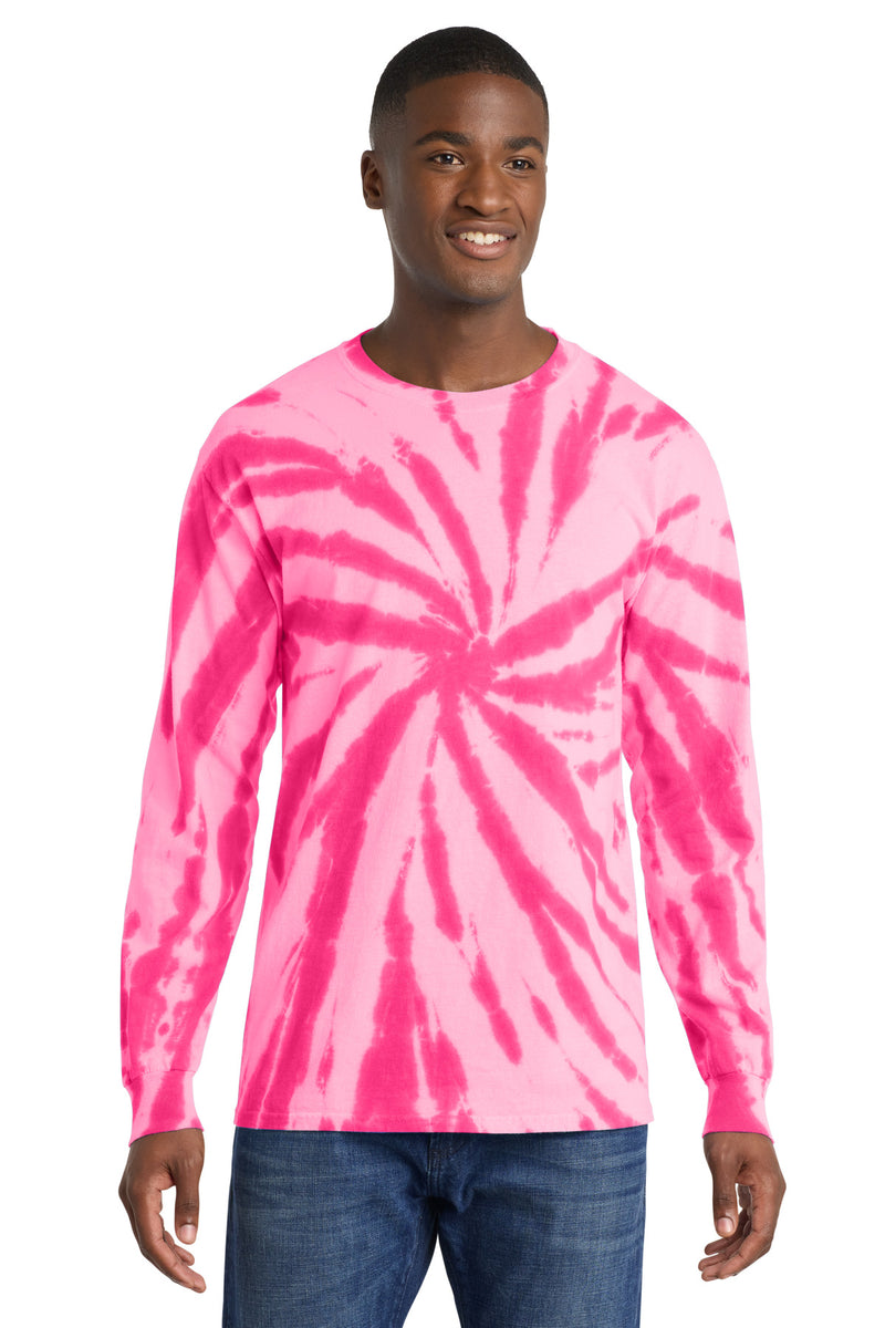 Port & Co Tie-Dye Long Sleeve Tee - Pink