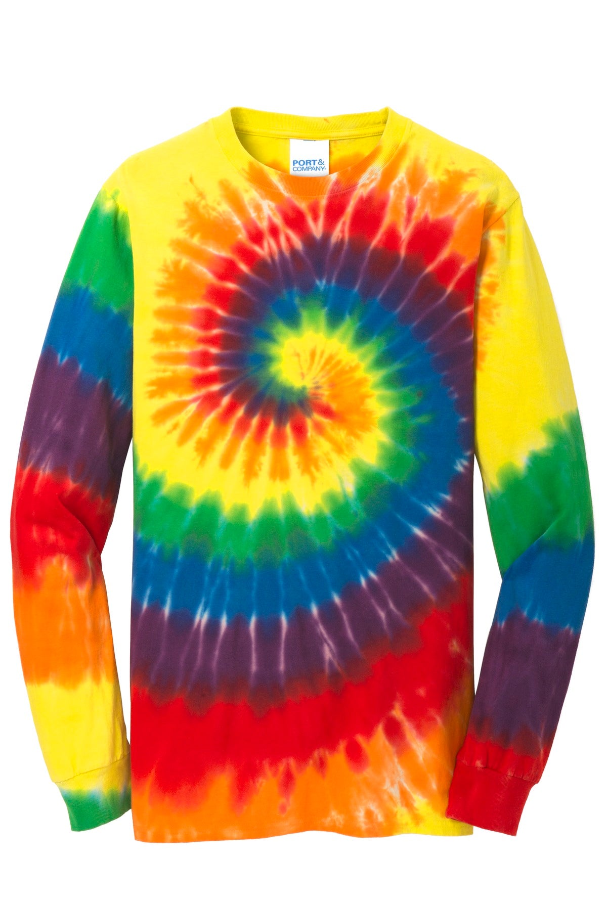 Port & Co Tie-Dye Long Sleeve Tee - Rainbow