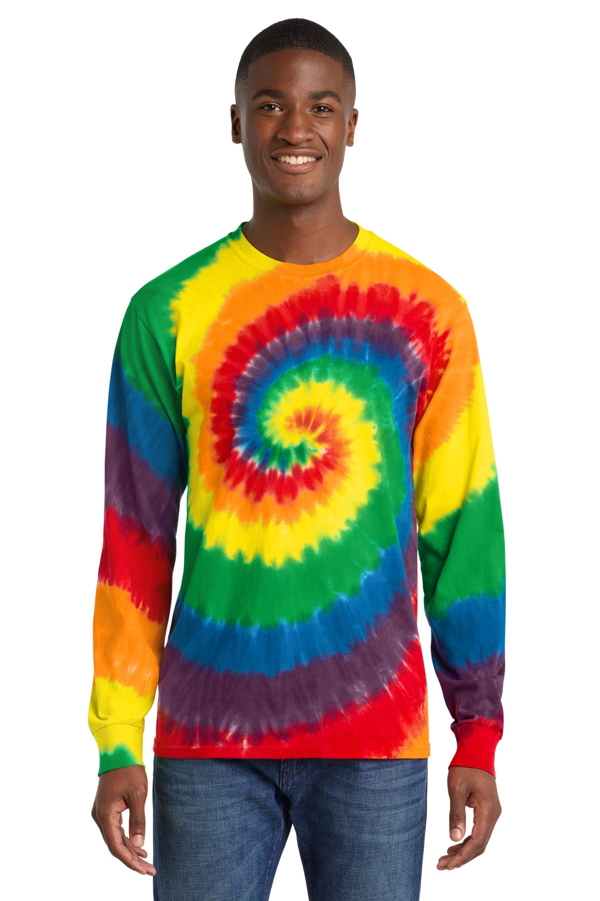 Port & Co Tie-Dye Long Sleeve Tee - Rainbow