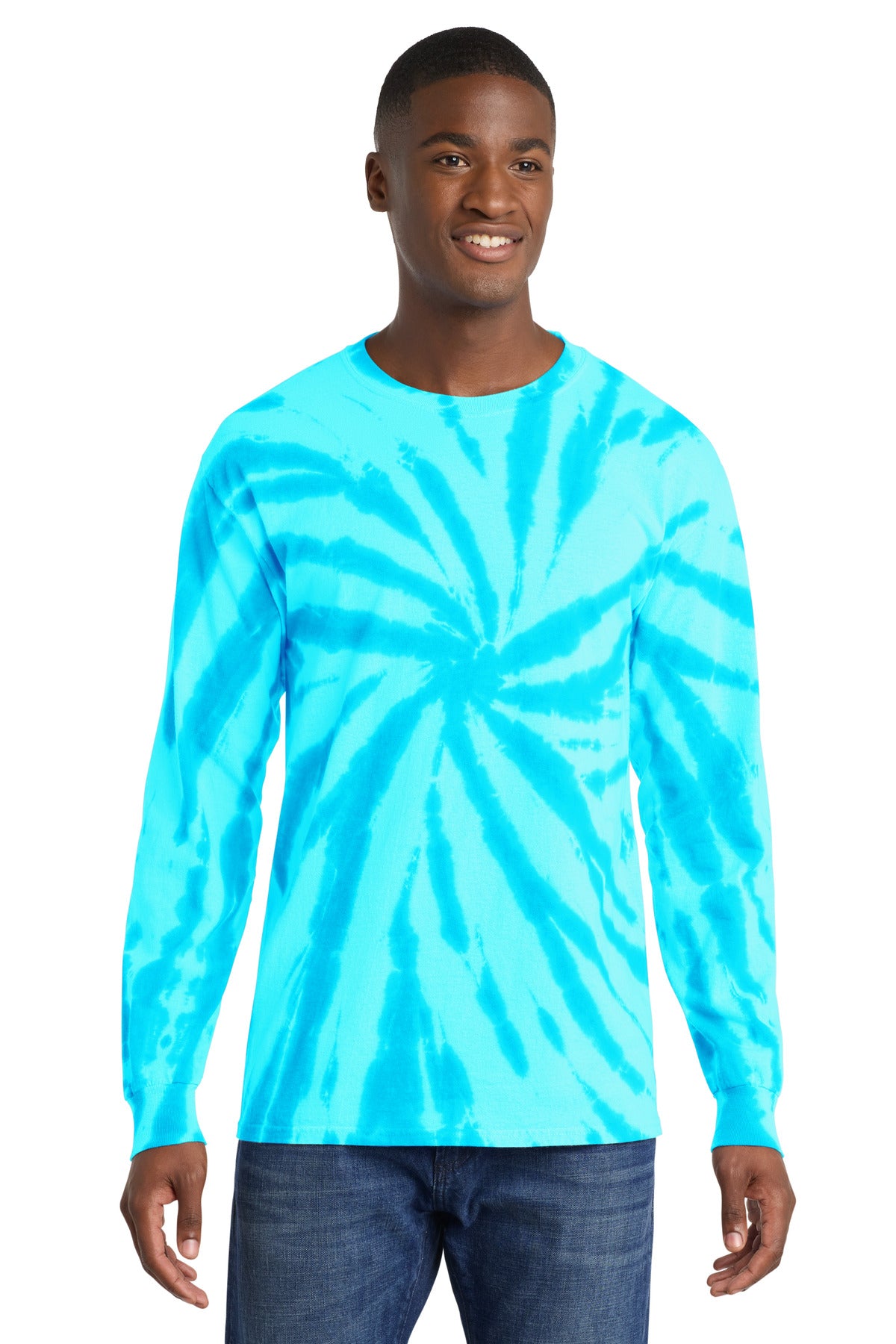 Port & Co Tie-Dye Long Sleeve Tee - Turquoise