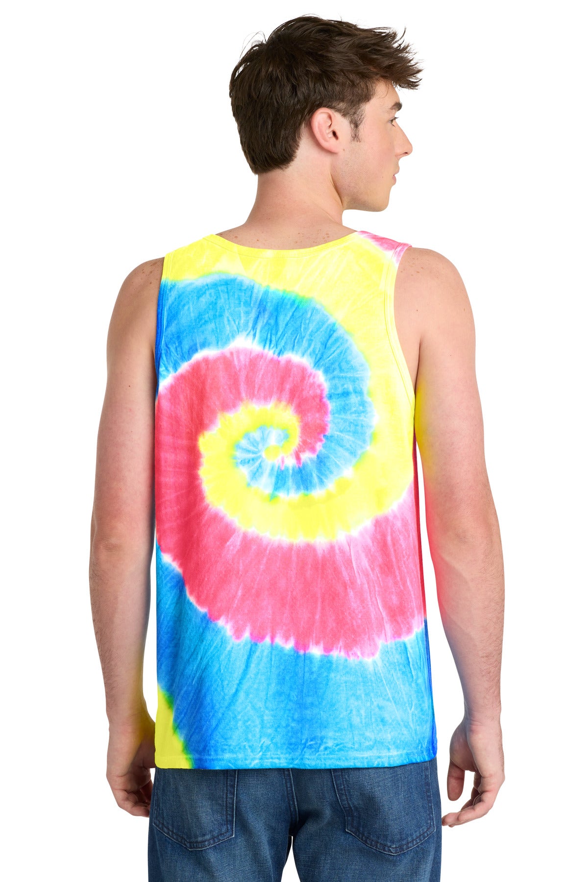 Port & Co Tie-Dye Tank Top - Neon Rainbow