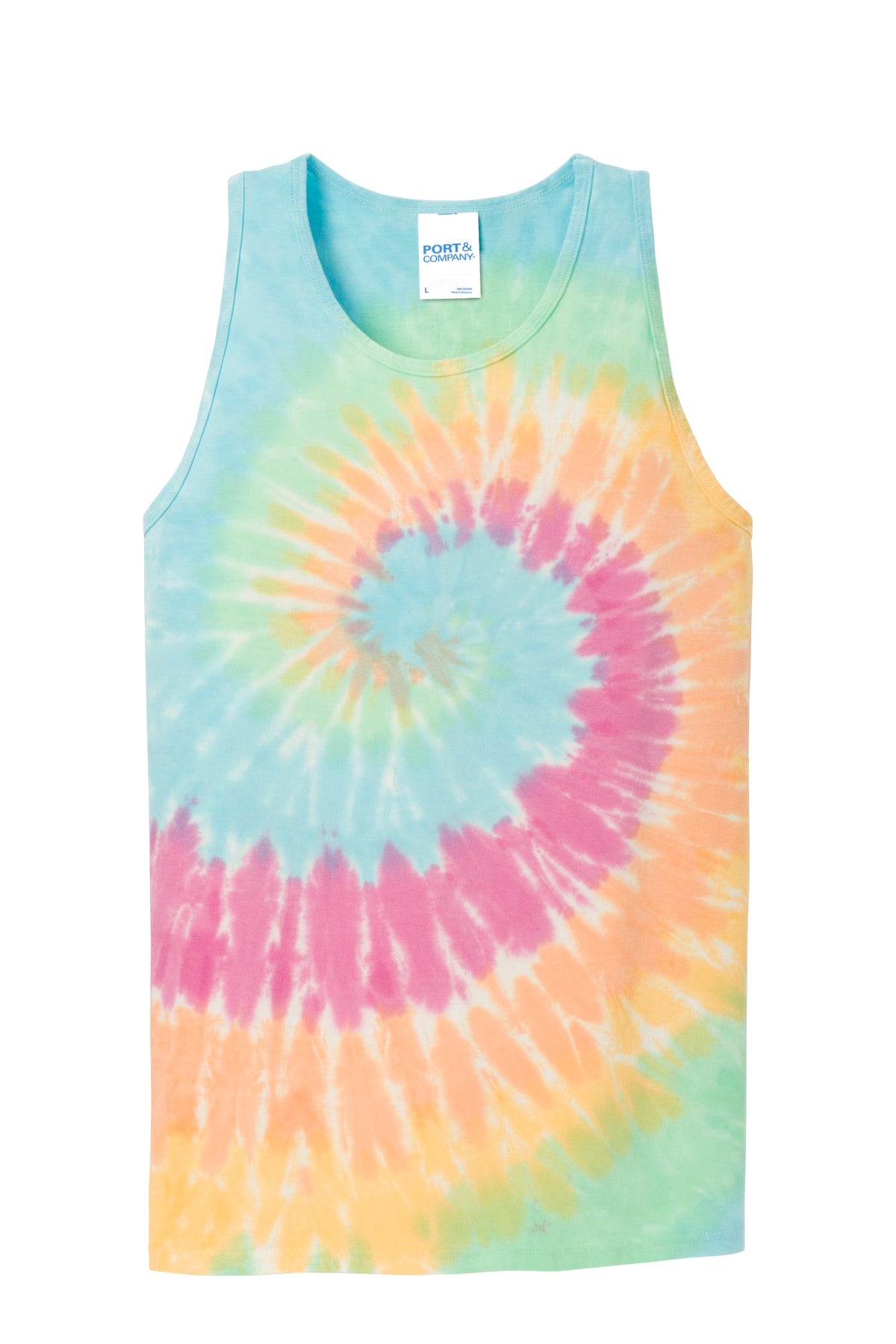 Port & Co Tie-Dye Tank Top - Pastel Rainbow