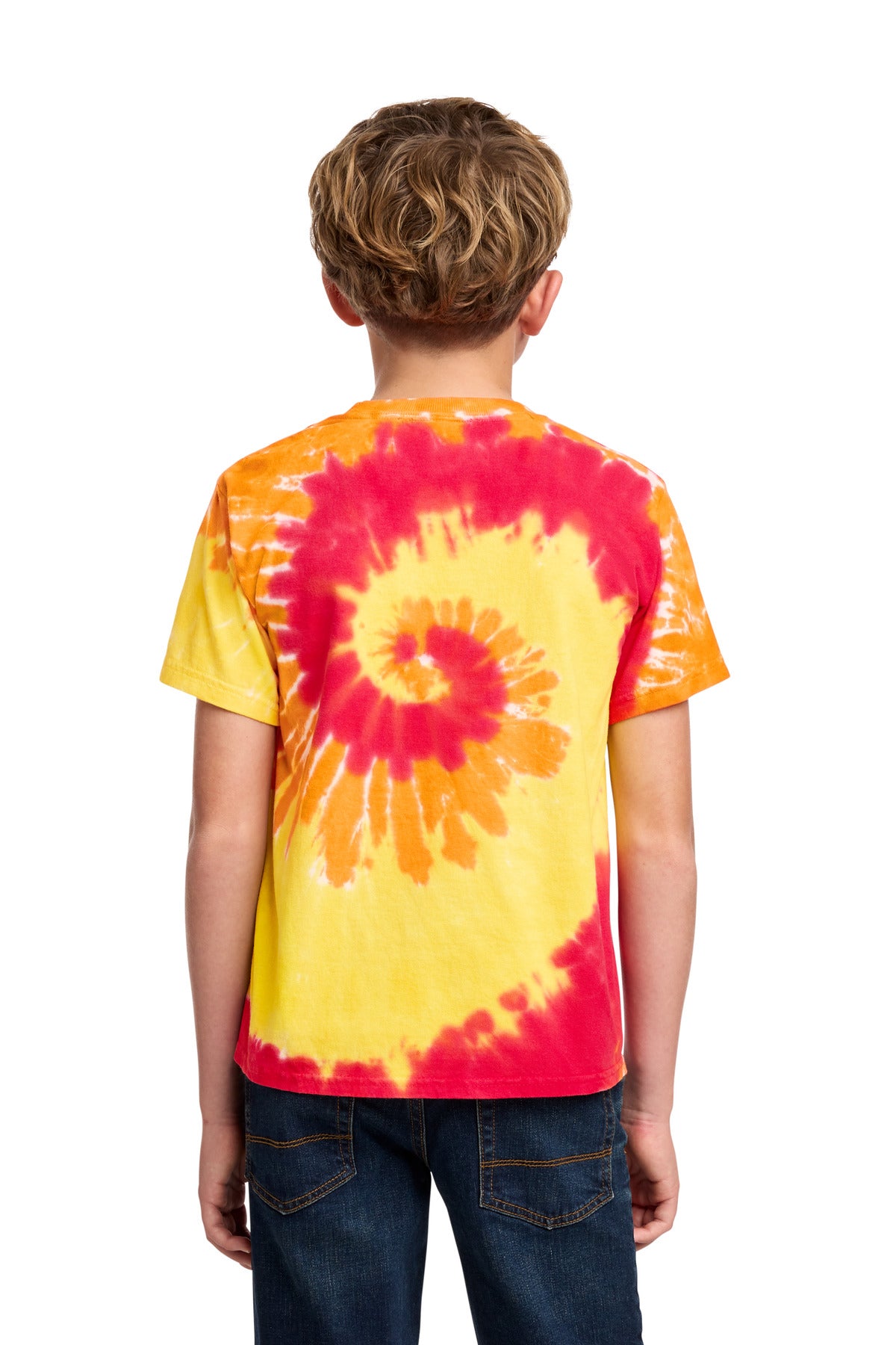 Port & Co Youth Tie-Dye Tee - Blaze Rainbow