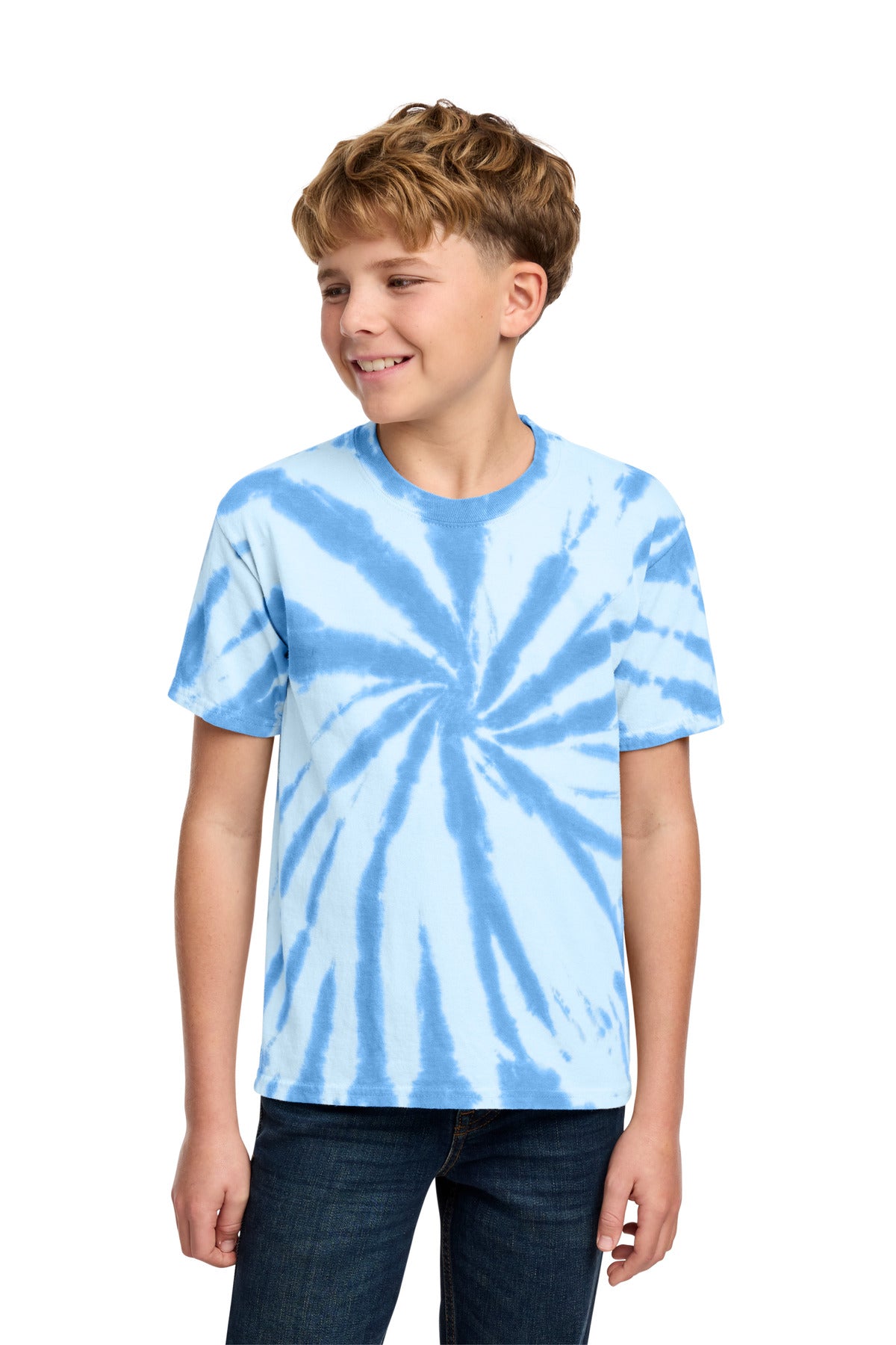 Port & Co Youth Tie-Dye Tee - Light Blue