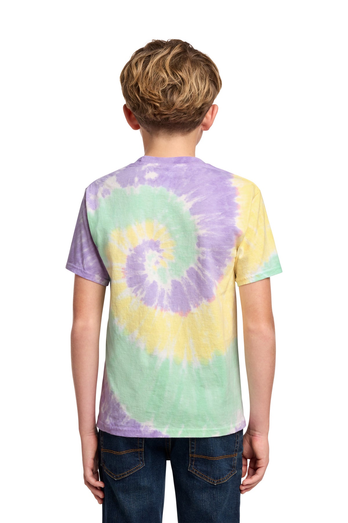 Port & Co Youth Tie-Dye Tee - Mint Rainbow