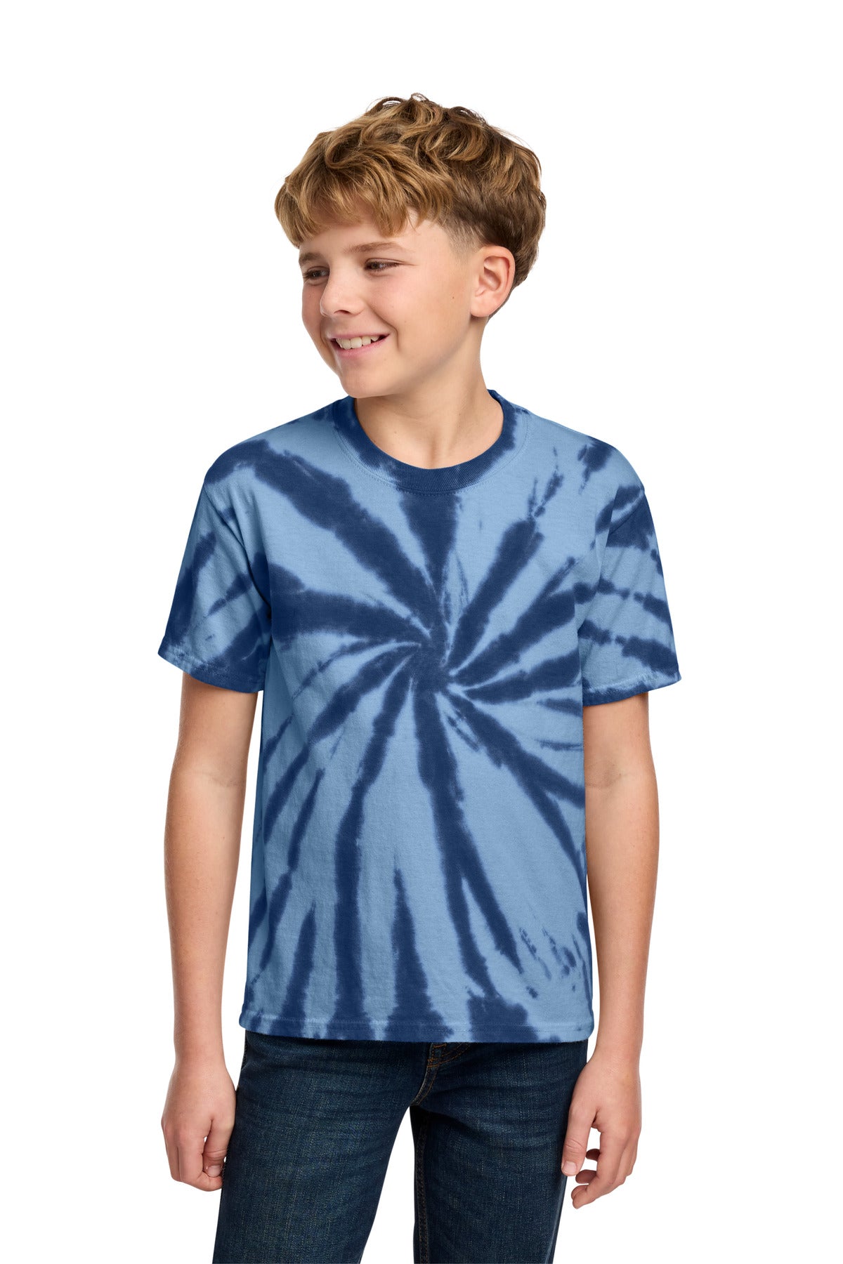 Port & Co Youth Tie-Dye Tee - Navy
