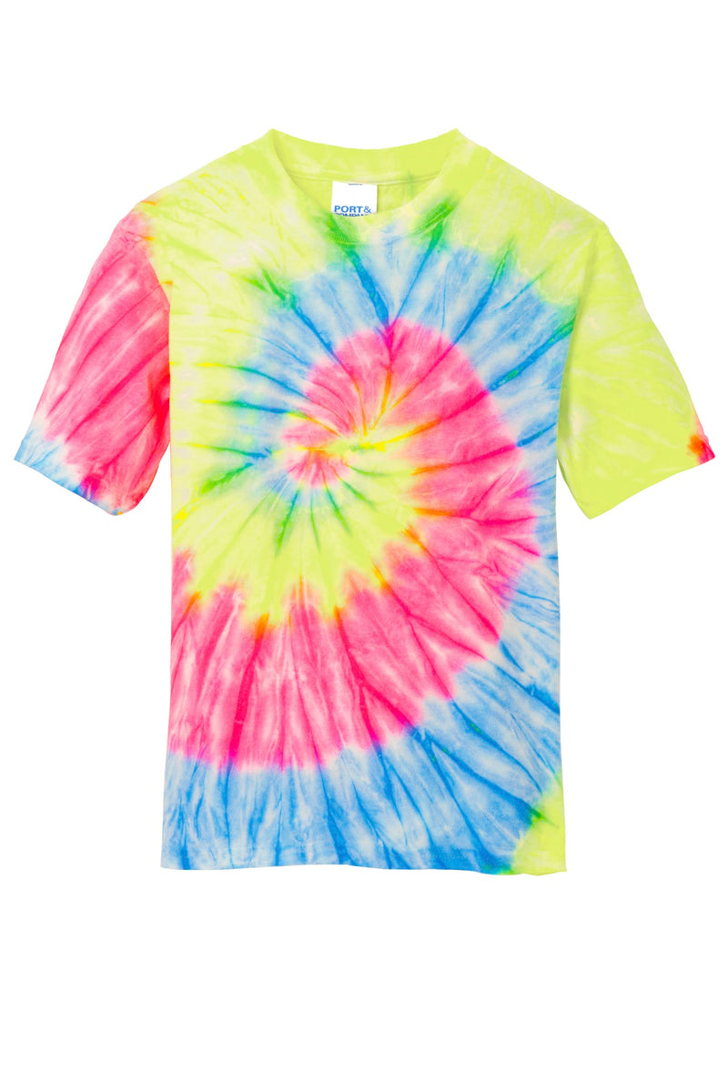 Port & Co Youth Tie-Dye Tee - Neon Rainbow