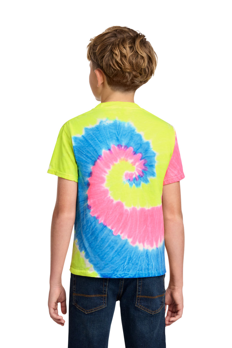 Port & Co Youth Tie-Dye Tee - Neon Rainbow