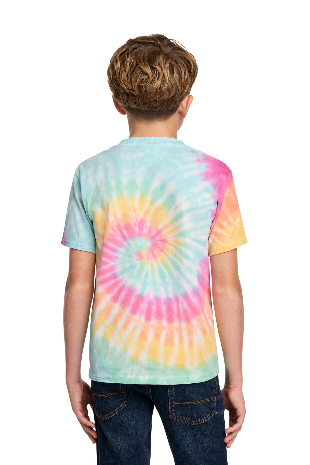 Port & Co Youth Tie-Dye Tee - Pastel Rainbow