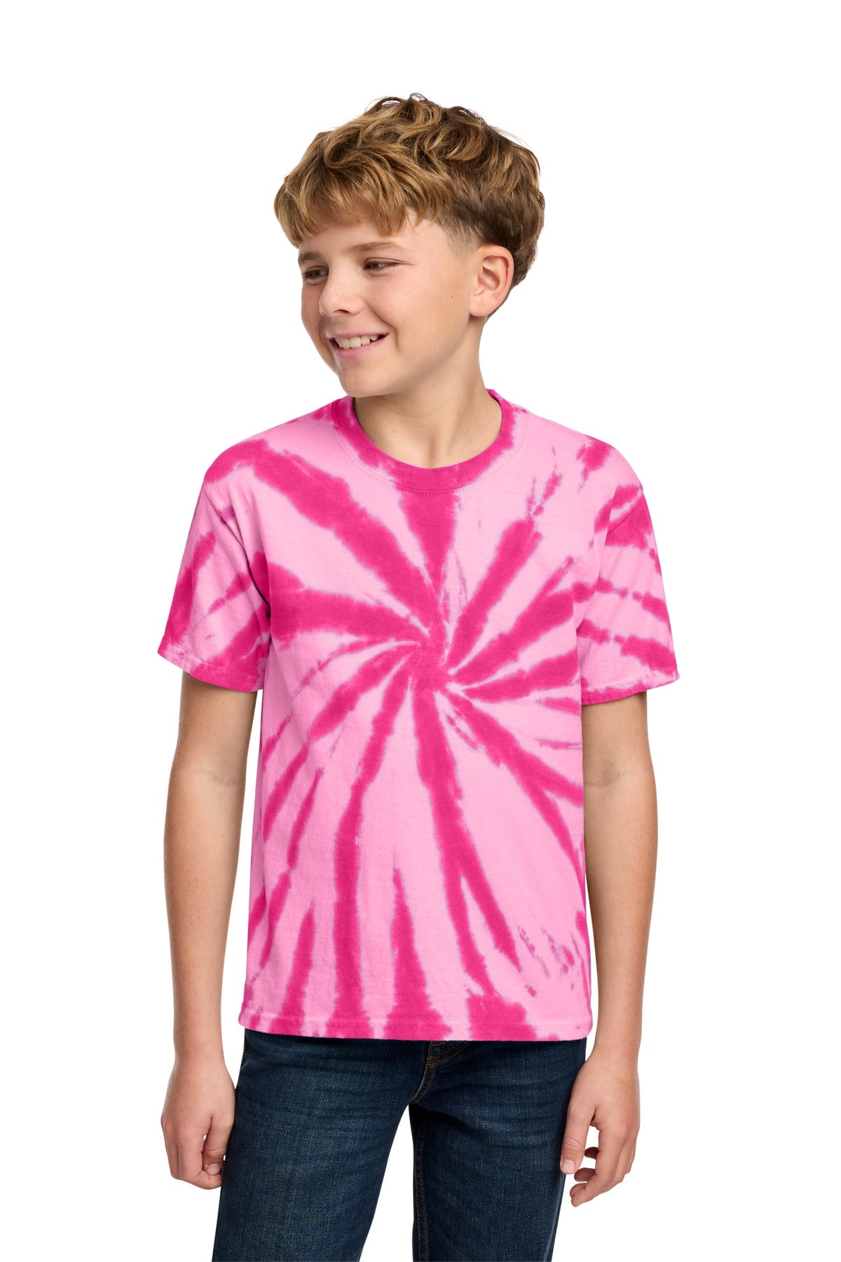 Port & Co Youth Tie-Dye Tee - Pink