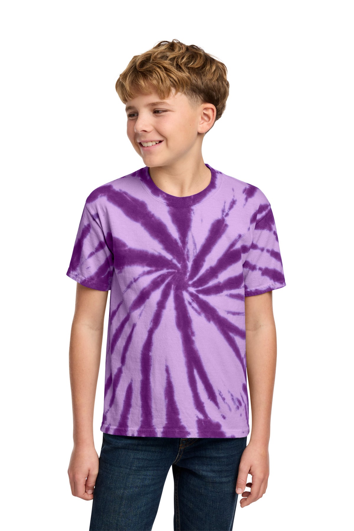 Port & Co Youth Tie-Dye Tee - Purple