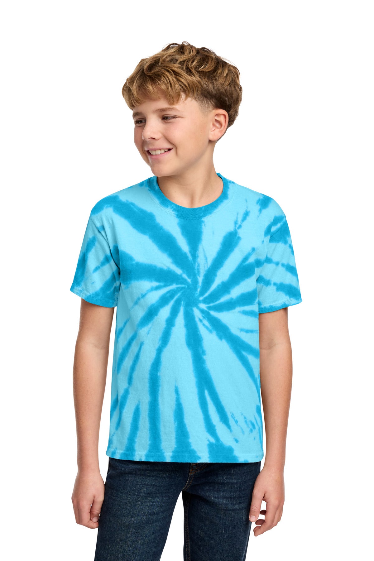 Port & Co Youth Tie-Dye Tee - Turquoise
