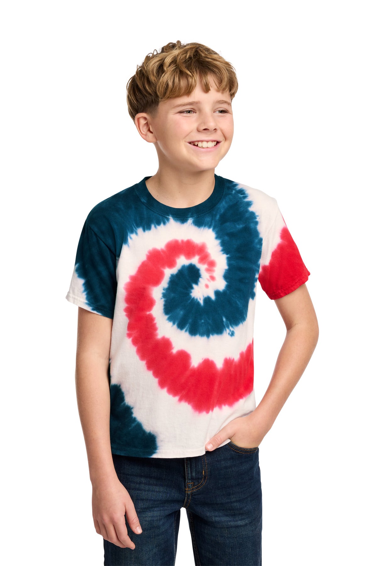 Port & Co Youth Tie-Dye Tee - USA Rainbow