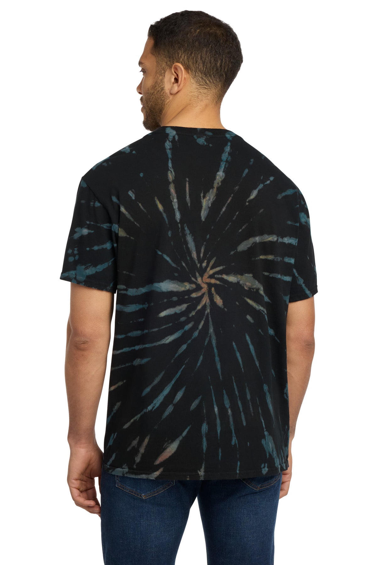 Port & Co Tie-Dye Tee - Black Galaxy Spiral
