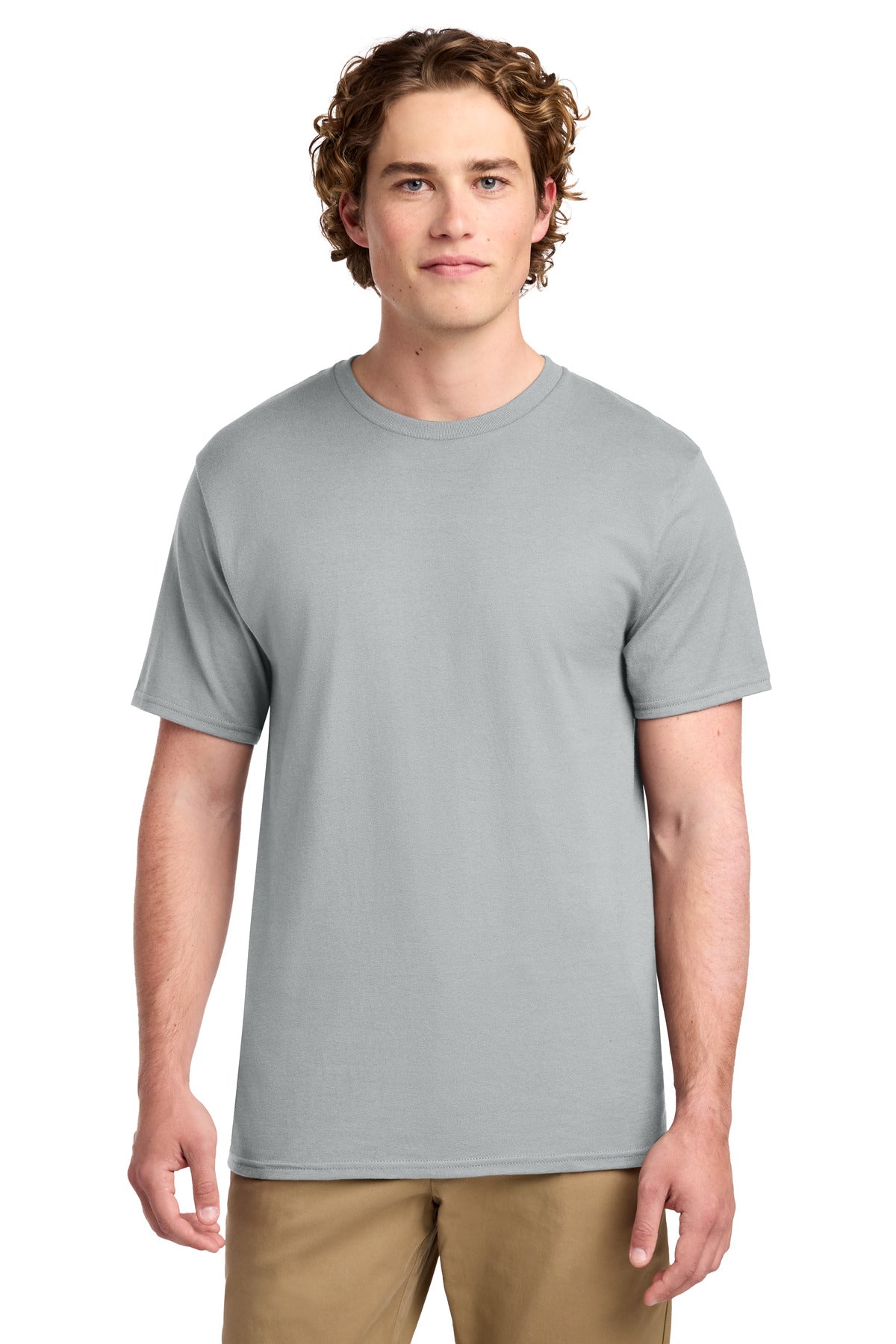 Port & Co Ring Spun Cotton Tee - Silver