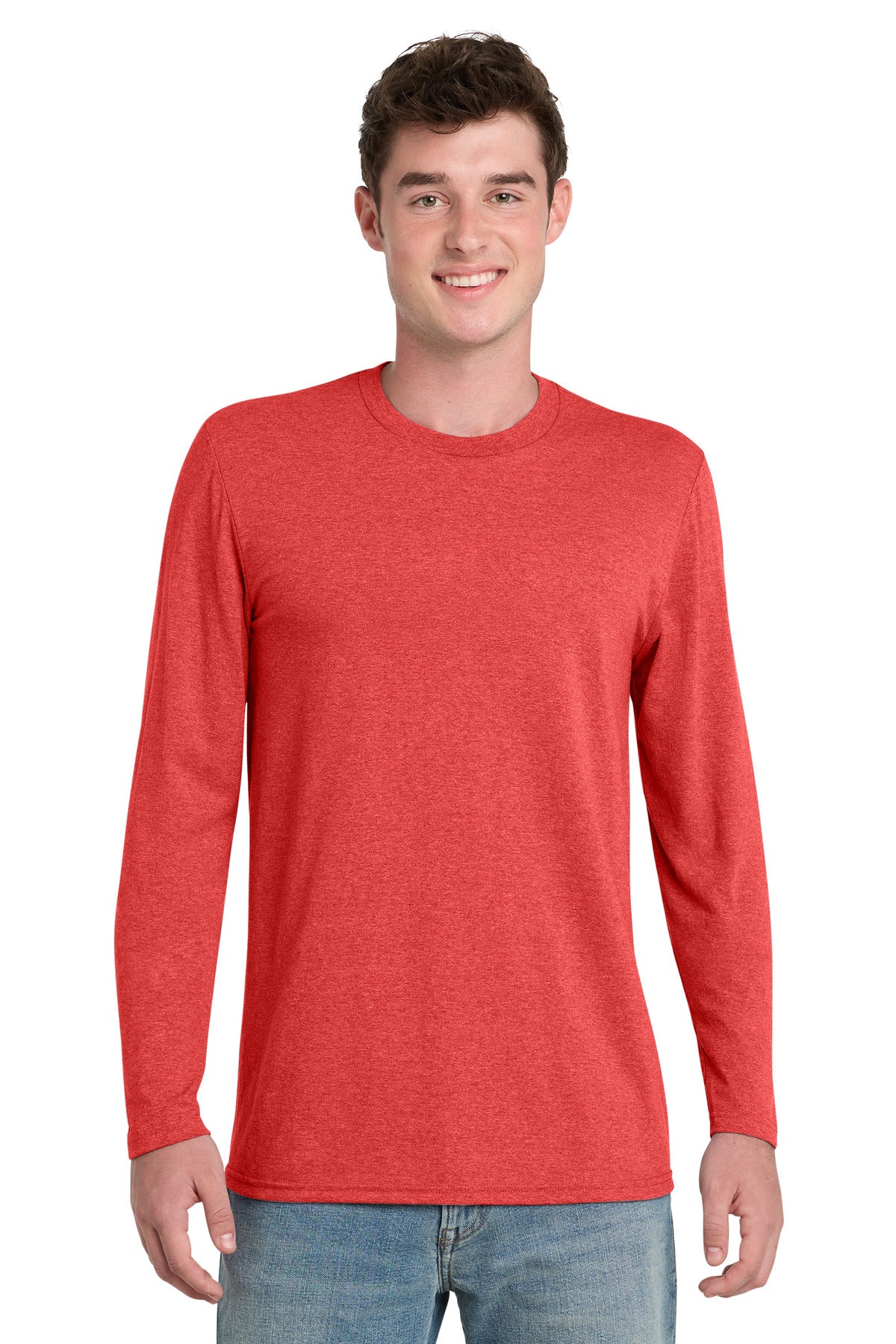 Port & Co Tri-Blend Long Sleeve Tee - Bright Red Heather