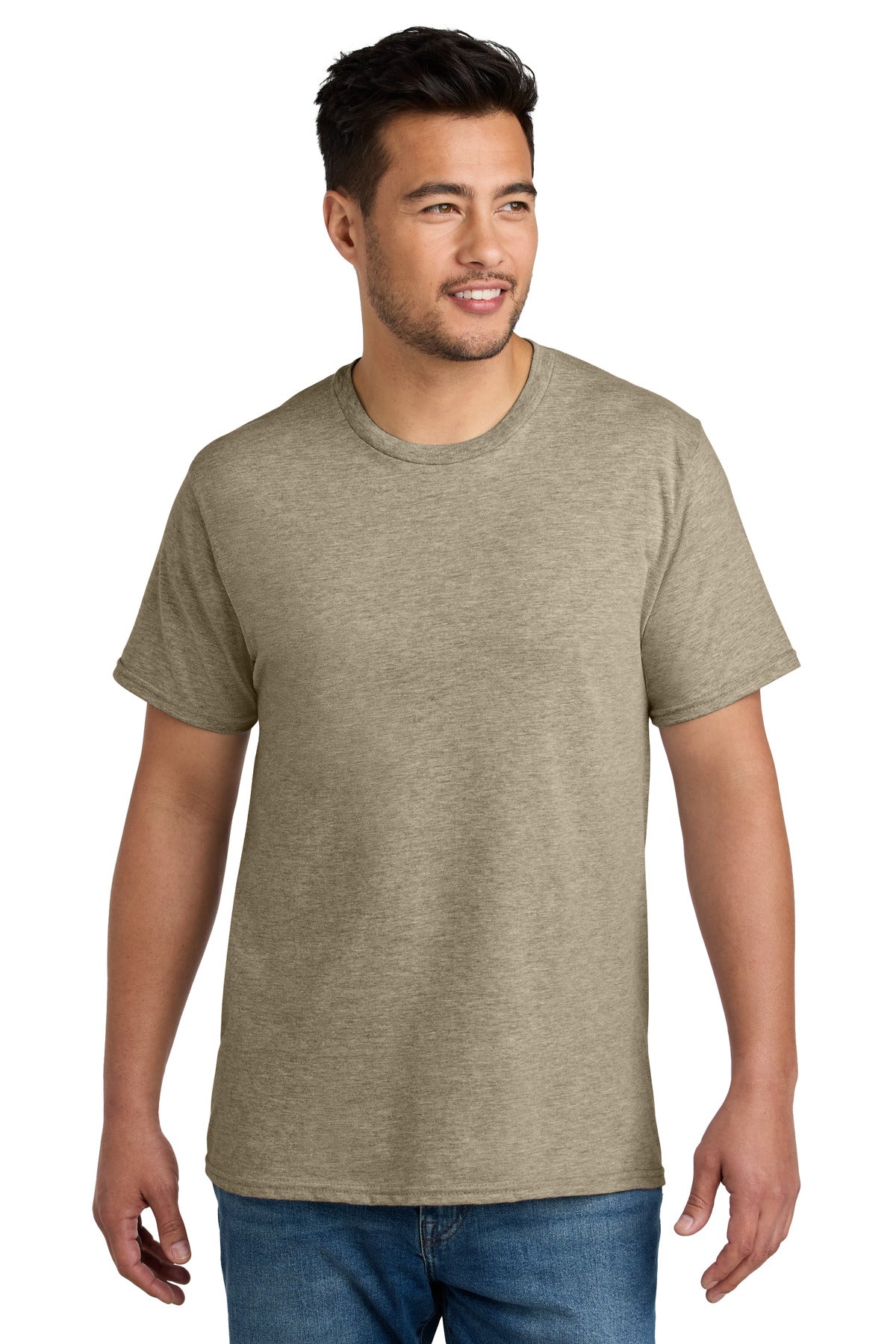 Port & Co CVC Tee - Desert Tan Heather