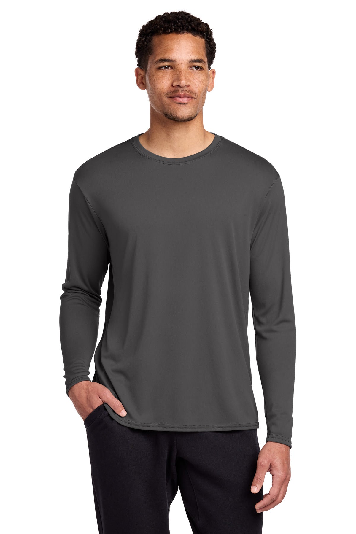 Port & Co Long Sleeve Performance Tee - Charcoal