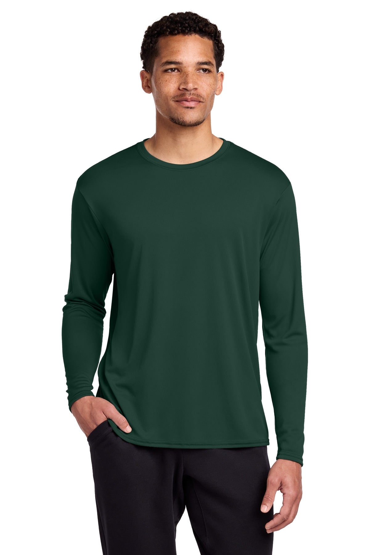Port & Co Long Sleeve Performance Tee - Dark Green