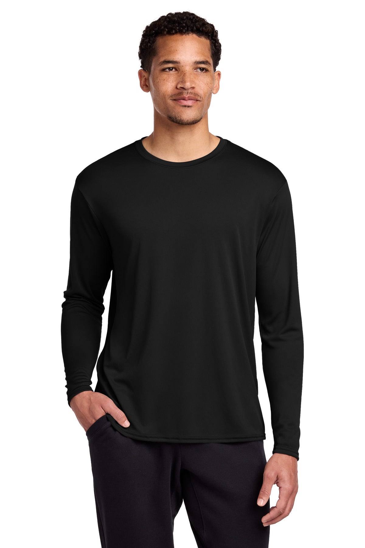 Port & Co Long Sleeve Performance Tee - Jet Black