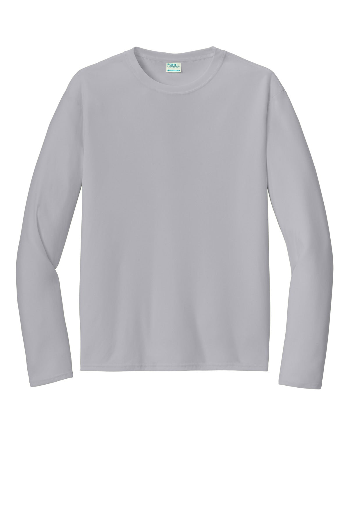 Port & Co Long Sleeve Performance Tee - Silver
