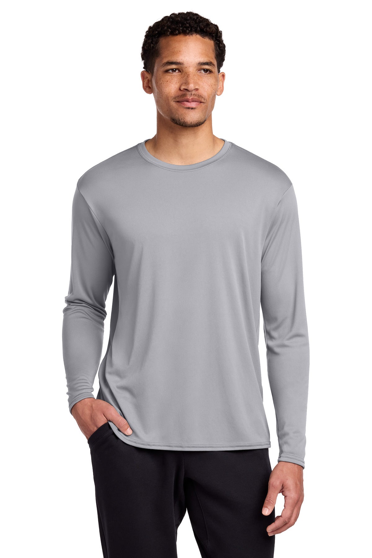 Port & Co Long Sleeve Performance Tee - Silver