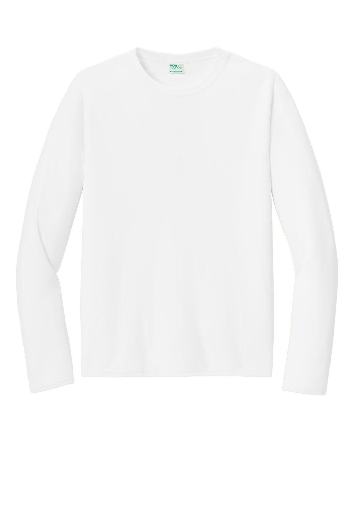 Port & Co Long Sleeve Performance Tee - White