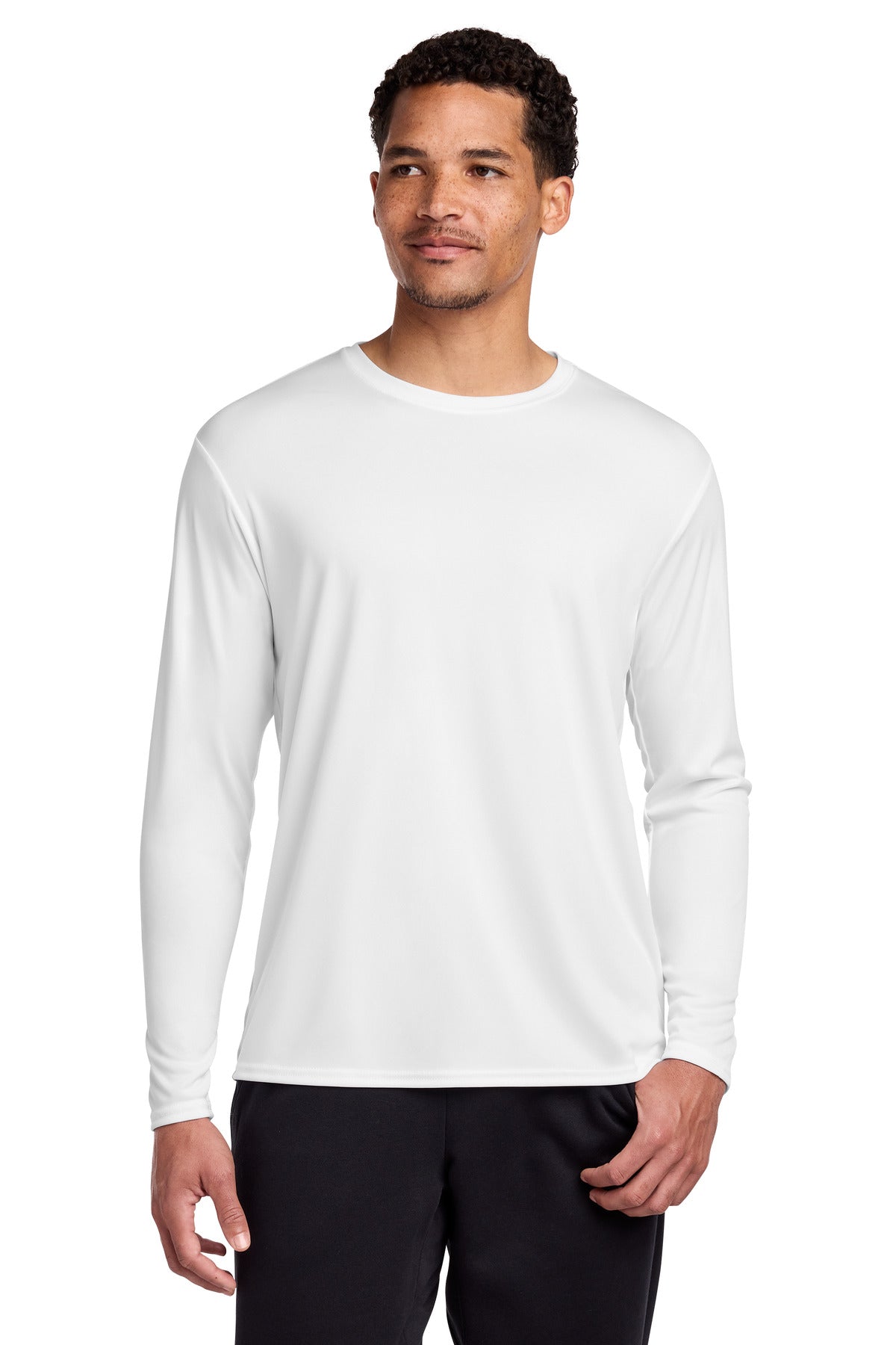 Port & Co Long Sleeve Performance Tee - White