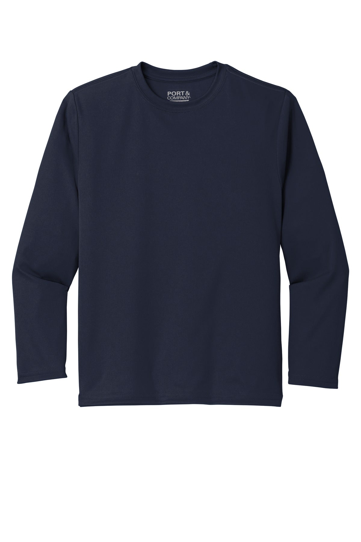 Port & Co Youth Long Sleeve Performance Tee - Deep Navy