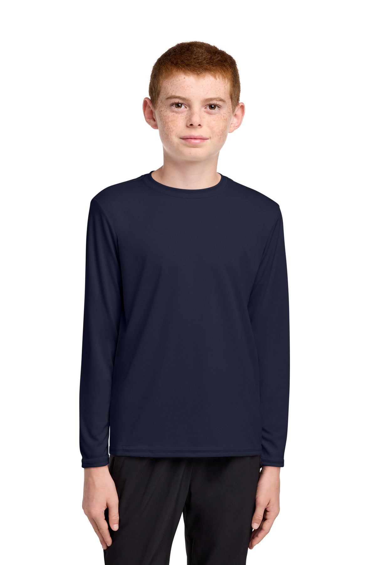 Port & Co Youth Long Sleeve Performance Tee - Deep Navy