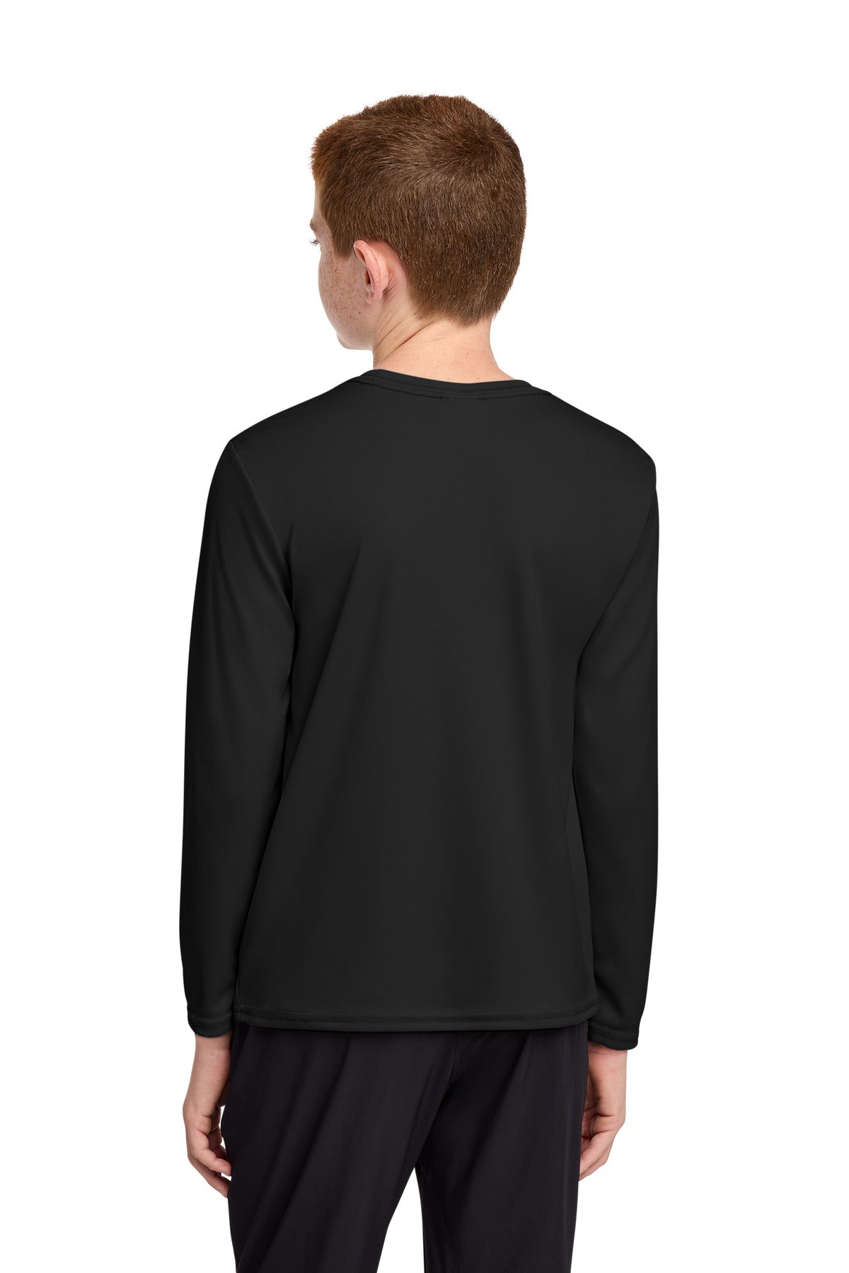 Port & Co Youth Long Sleeve Performance Tee - Jet Black