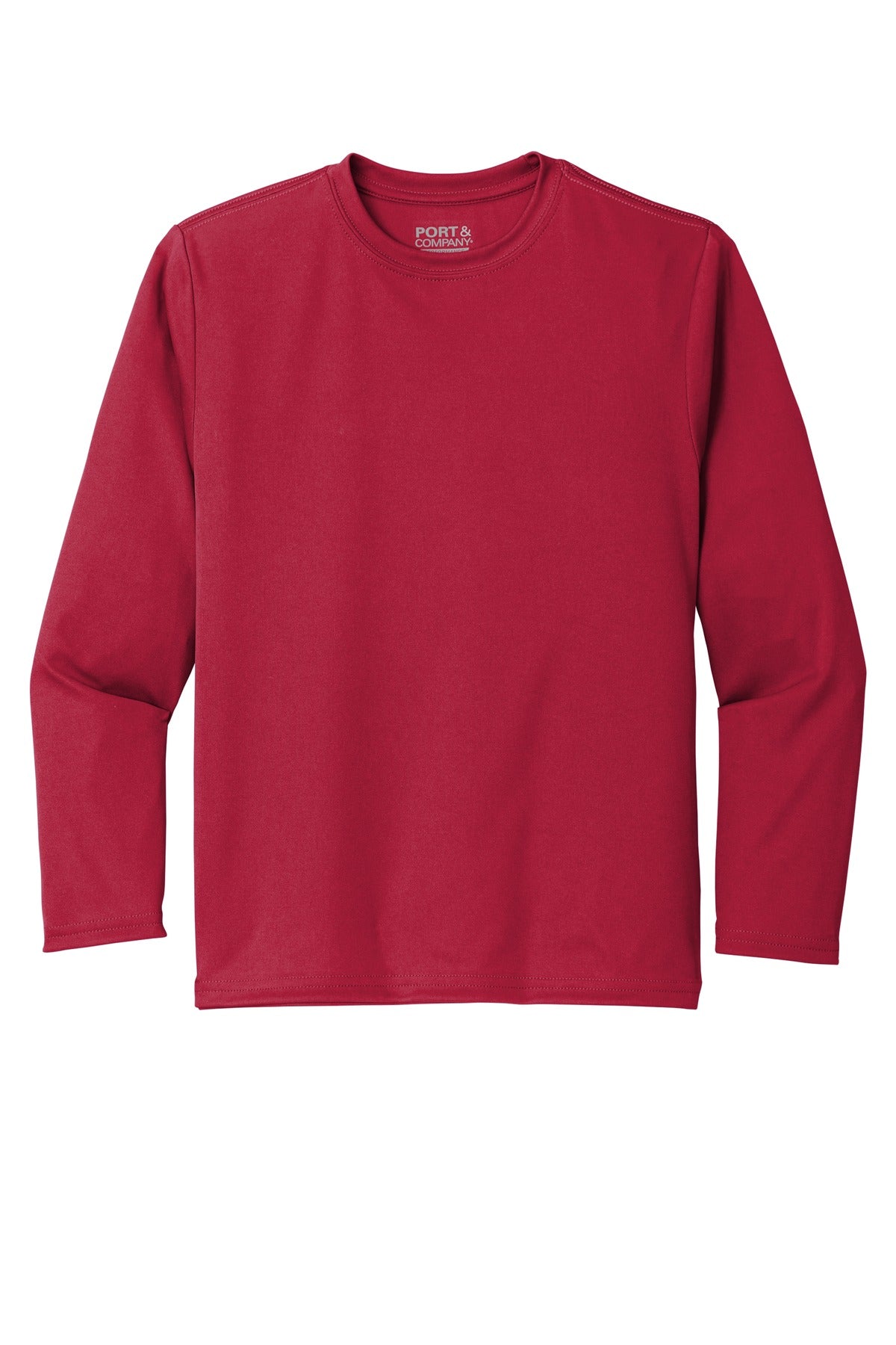 Port & Co Youth Long Sleeve Performance Tee - Red