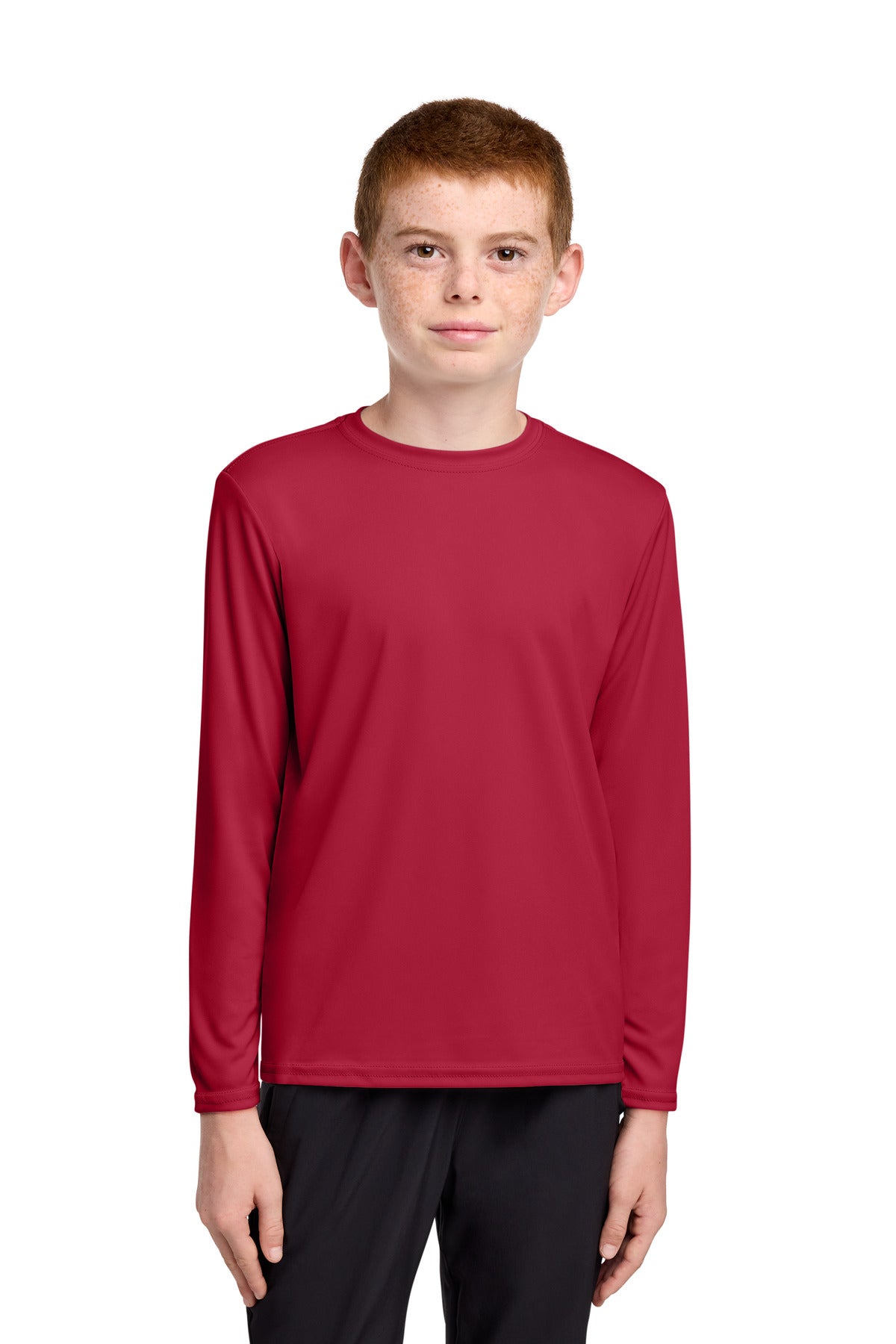 Port & Co Youth Long Sleeve Performance Tee - Red