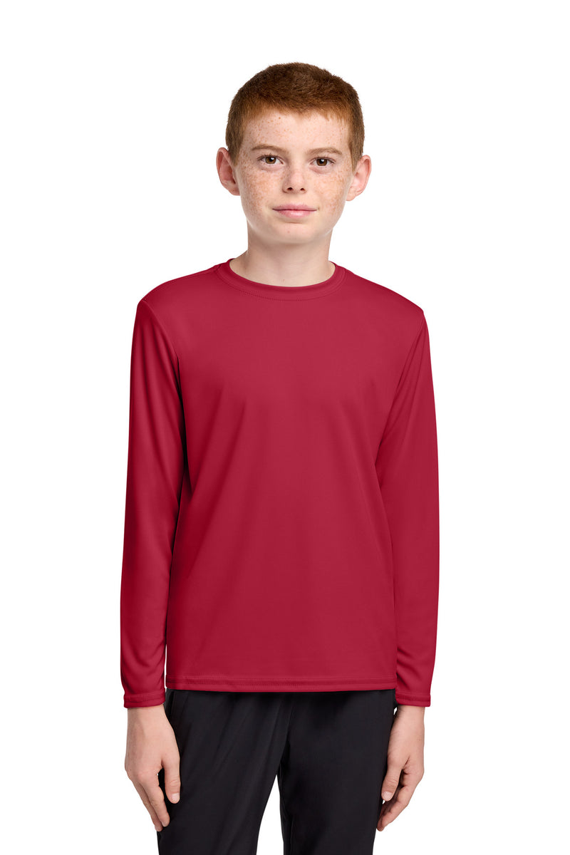 Port & Co Youth Long Sleeve Performance Tee - Red