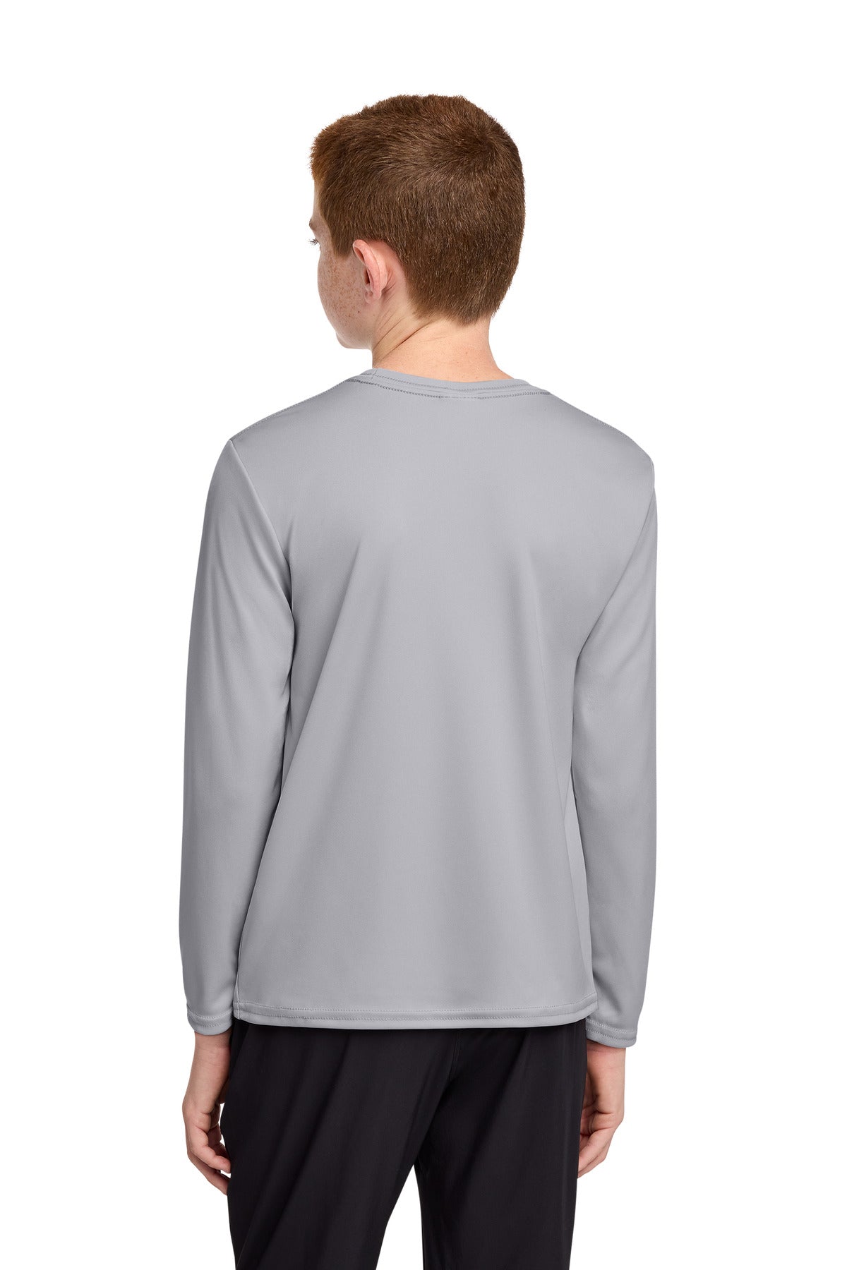Port & Co Youth Long Sleeve Performance Tee - Silver