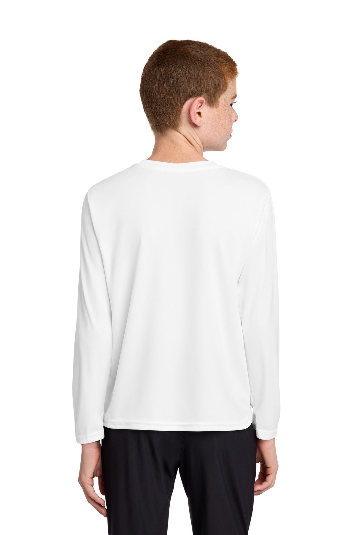 Port & Co Youth Long Sleeve Performance Tee - White