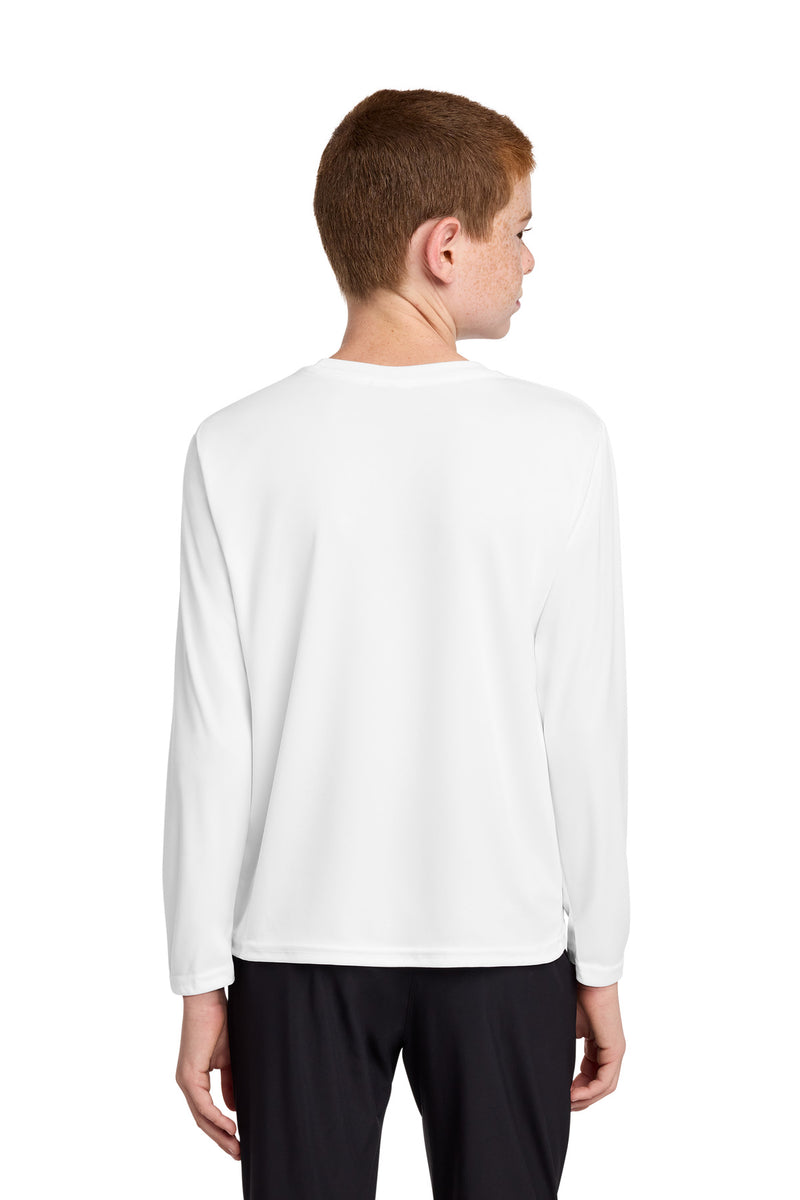 Port & Co Youth Long Sleeve Performance Tee - White