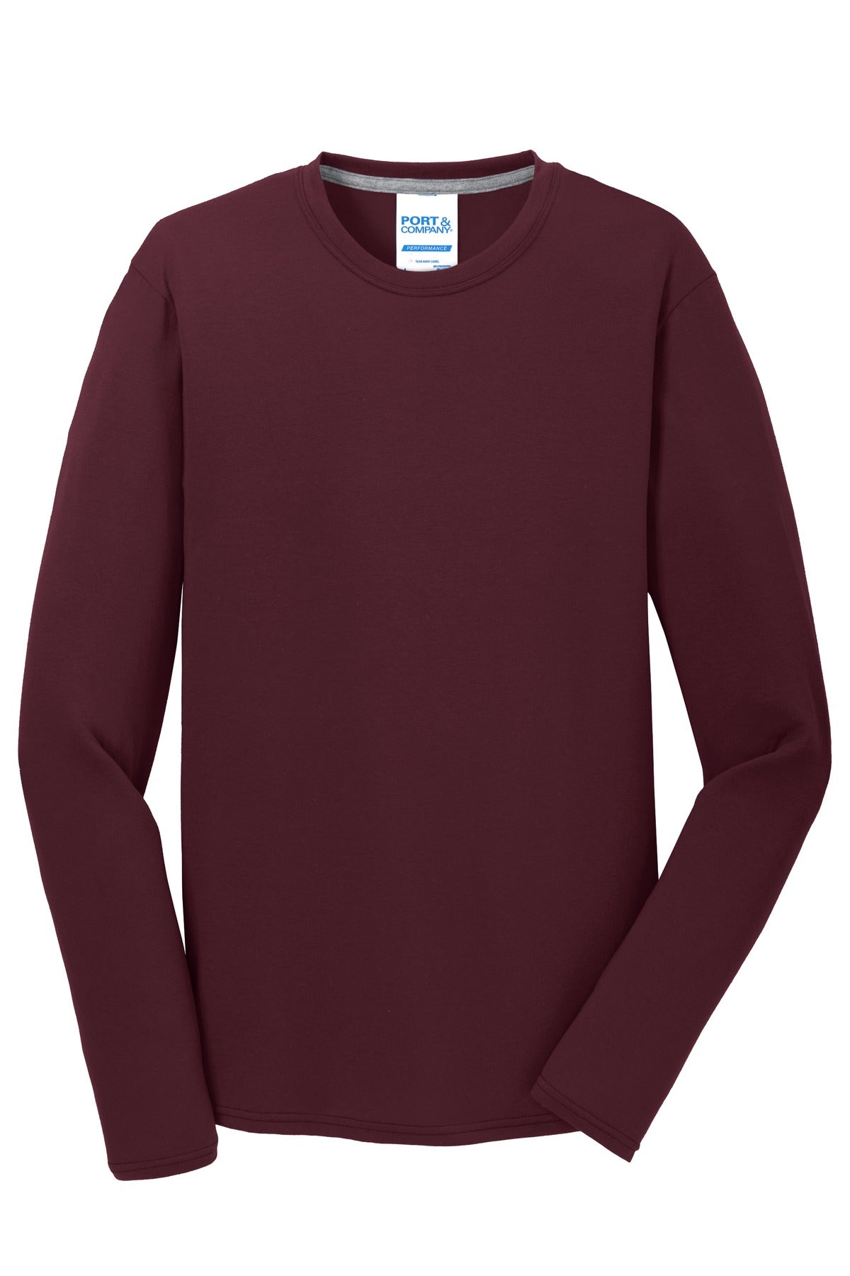Port & Co Long Sleeve Performance Blend Tee - Athletic Maroon