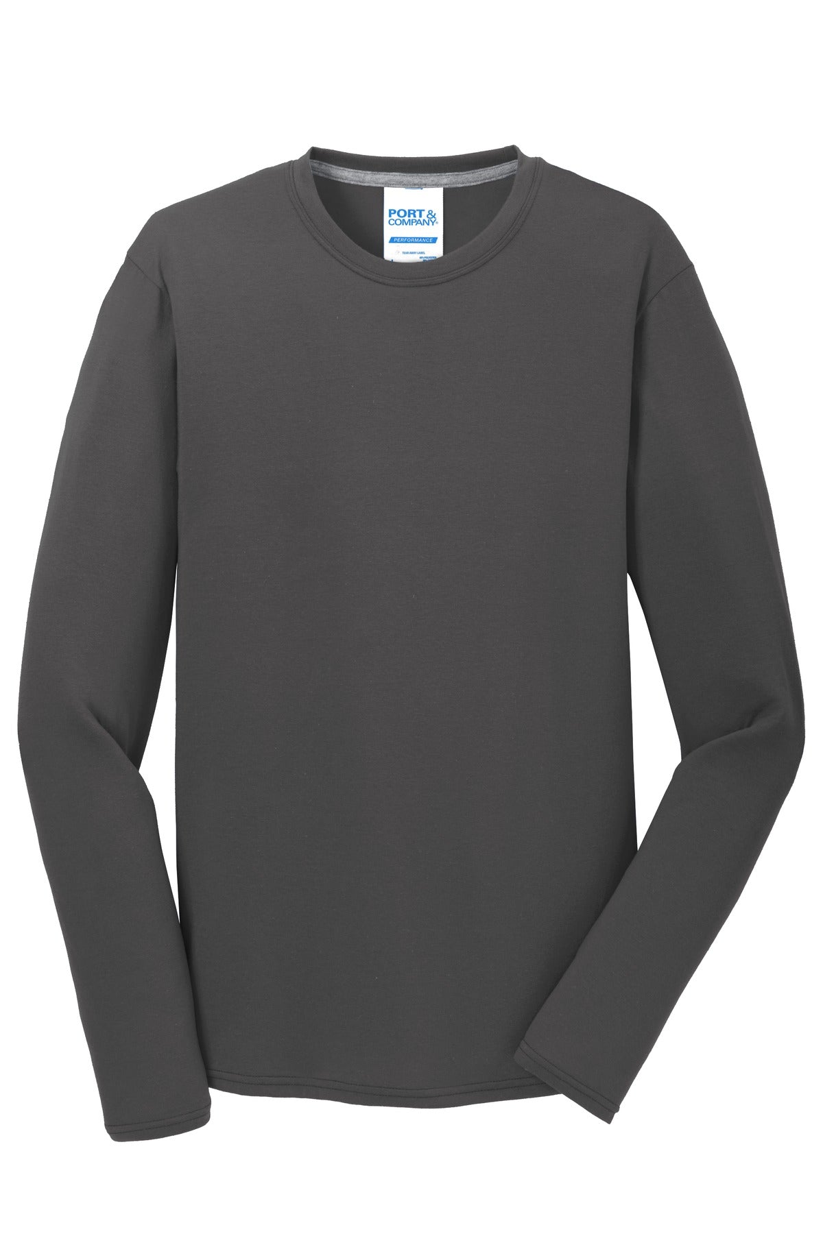 Port & Co Long Sleeve Performance Blend Tee - Charcoal