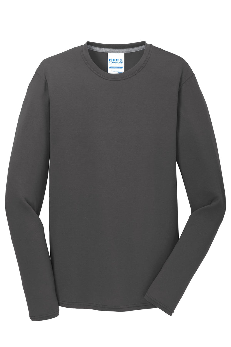 Port & Co Long Sleeve Performance Blend Tee - Charcoal