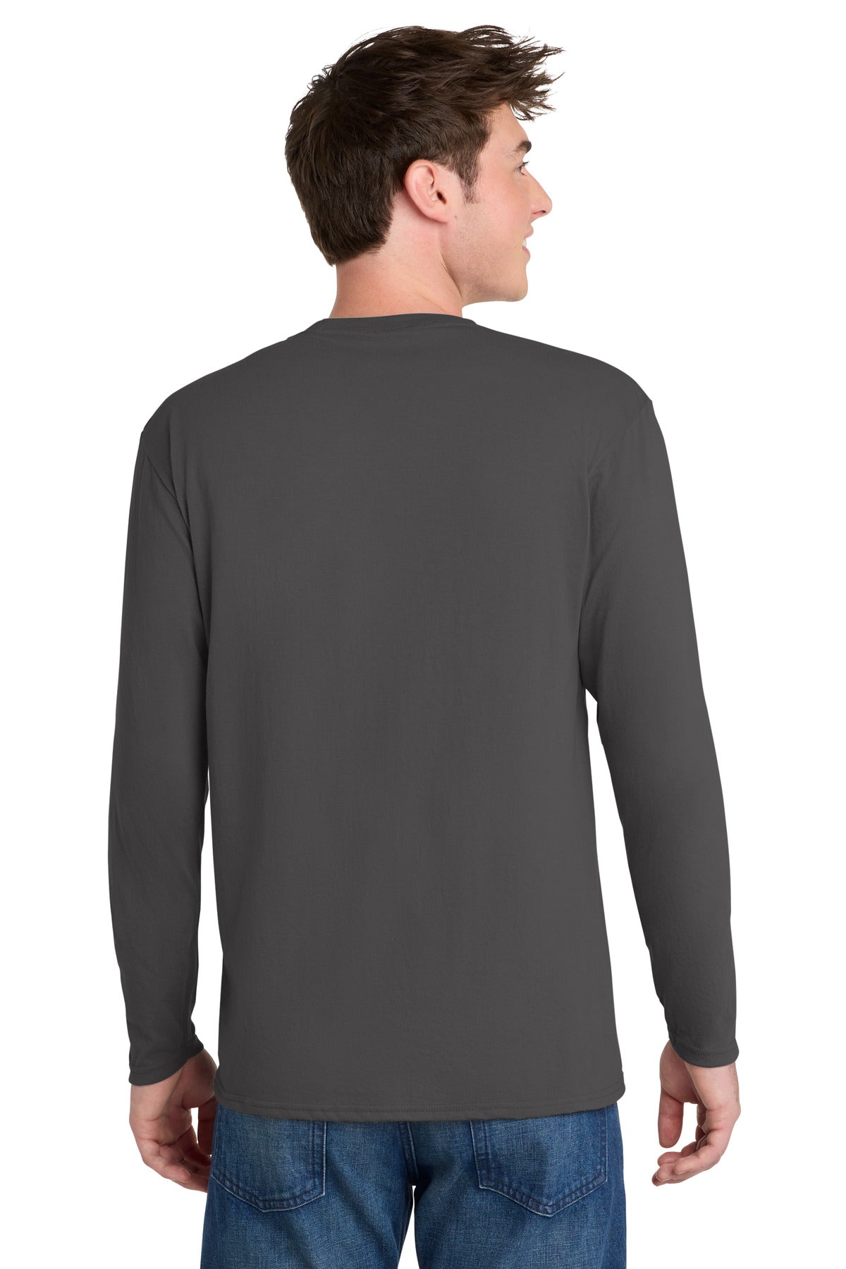Port & Co Long Sleeve Performance Blend Tee - Charcoal