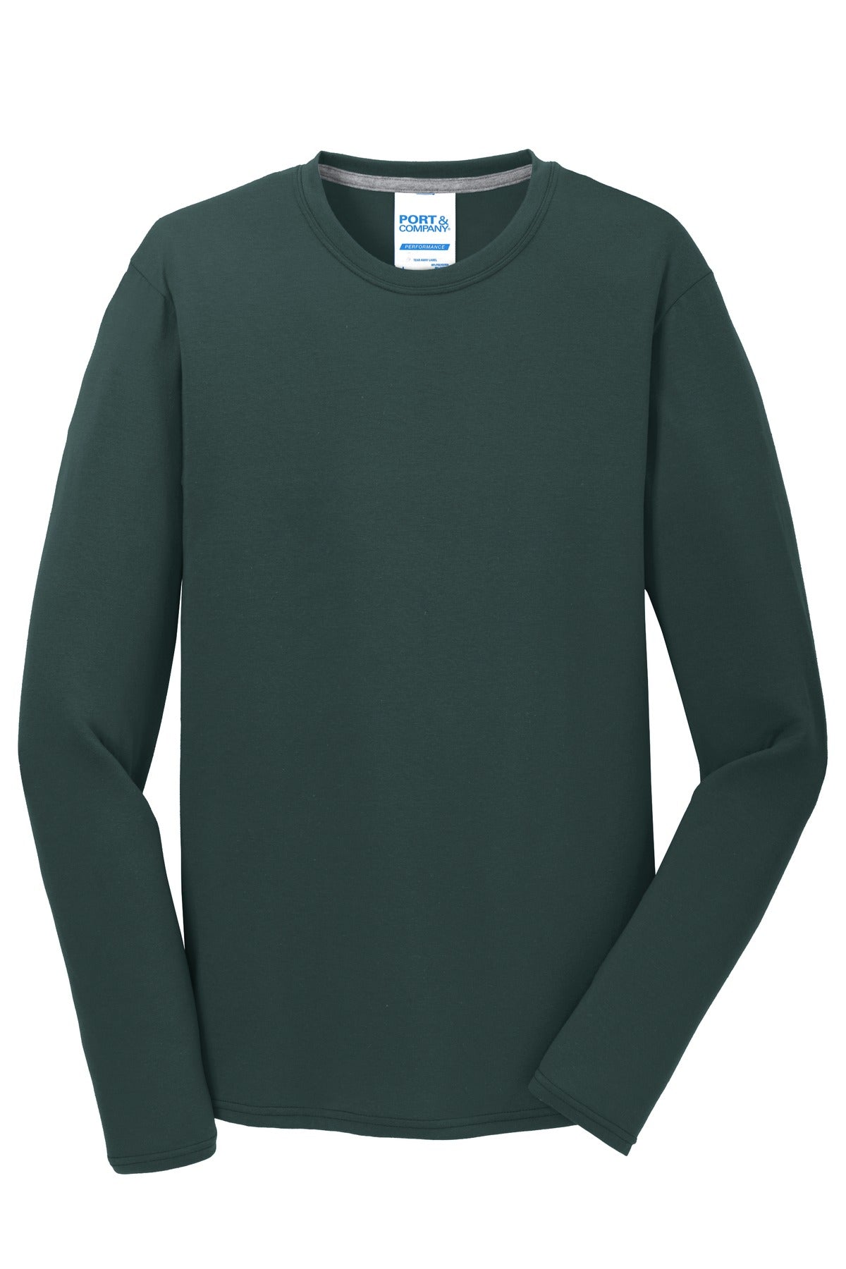 Port & Co Long Sleeve Performance Blend Tee - Dark Green