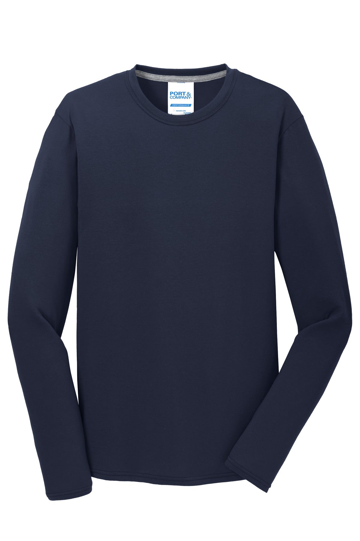 Port & Co Long Sleeve Performance Blend Tee - Deep Navy