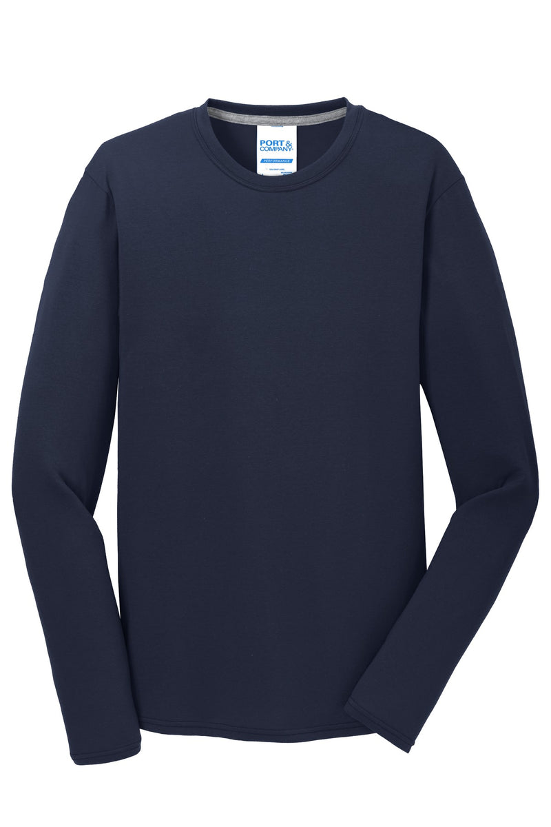 Port & Co Long Sleeve Performance Blend Tee - Deep Navy