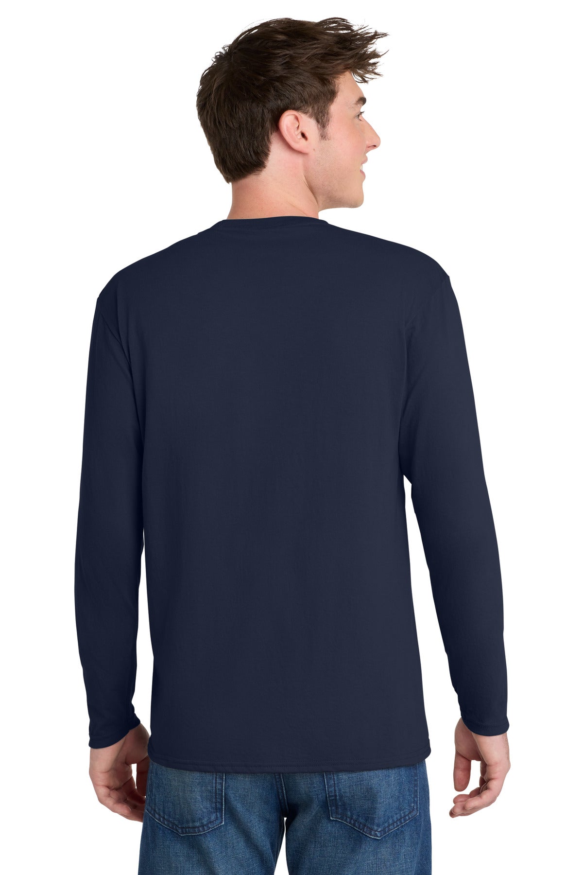 Port & Co Long Sleeve Performance Blend Tee - Deep Navy