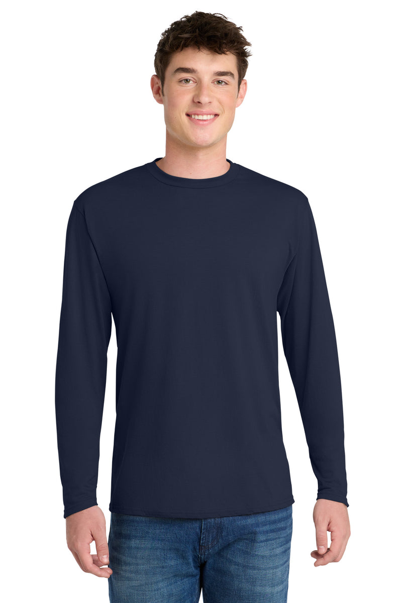 Port & Co Long Sleeve Performance Blend Tee - Deep Navy