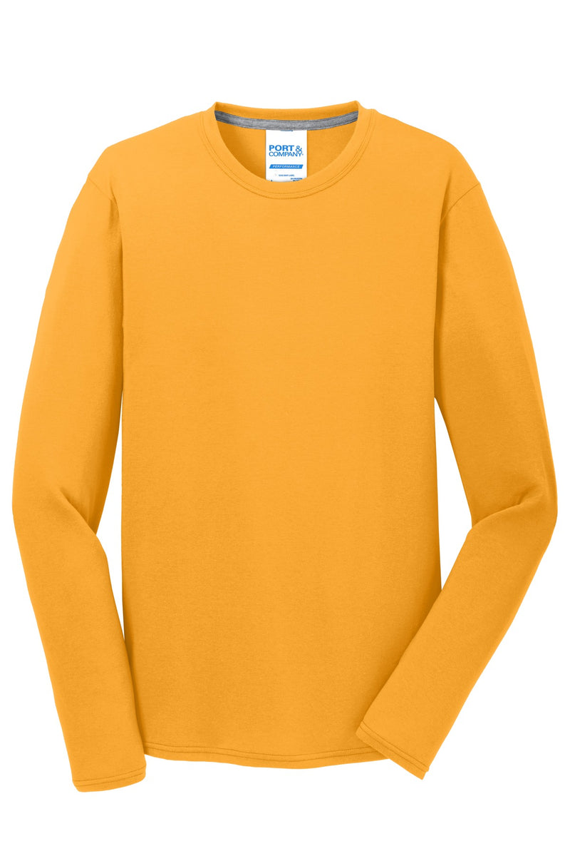 Port & Co Long Sleeve Performance Blend Tee - Gold