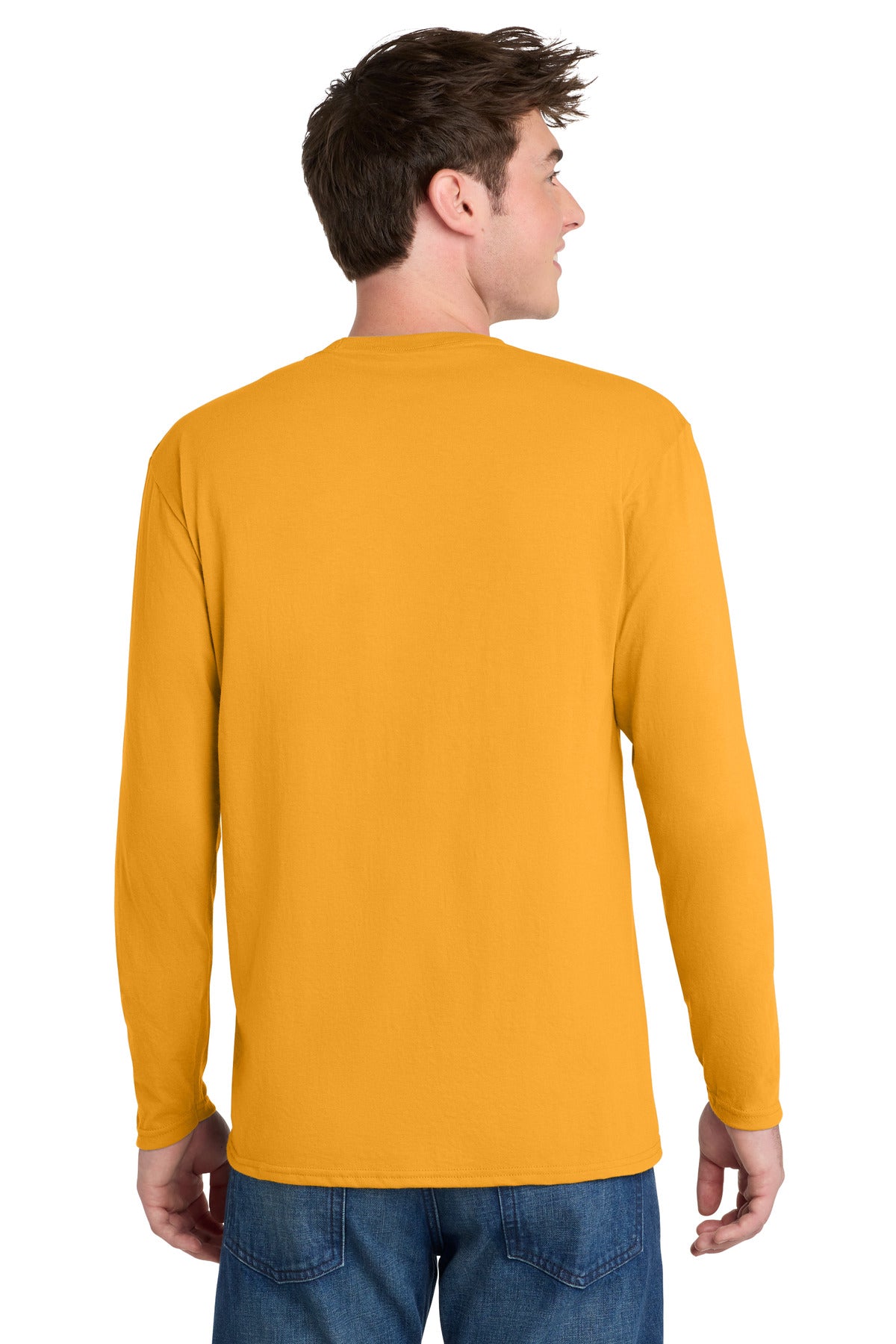 Port & Co Long Sleeve Performance Blend Tee - Gold