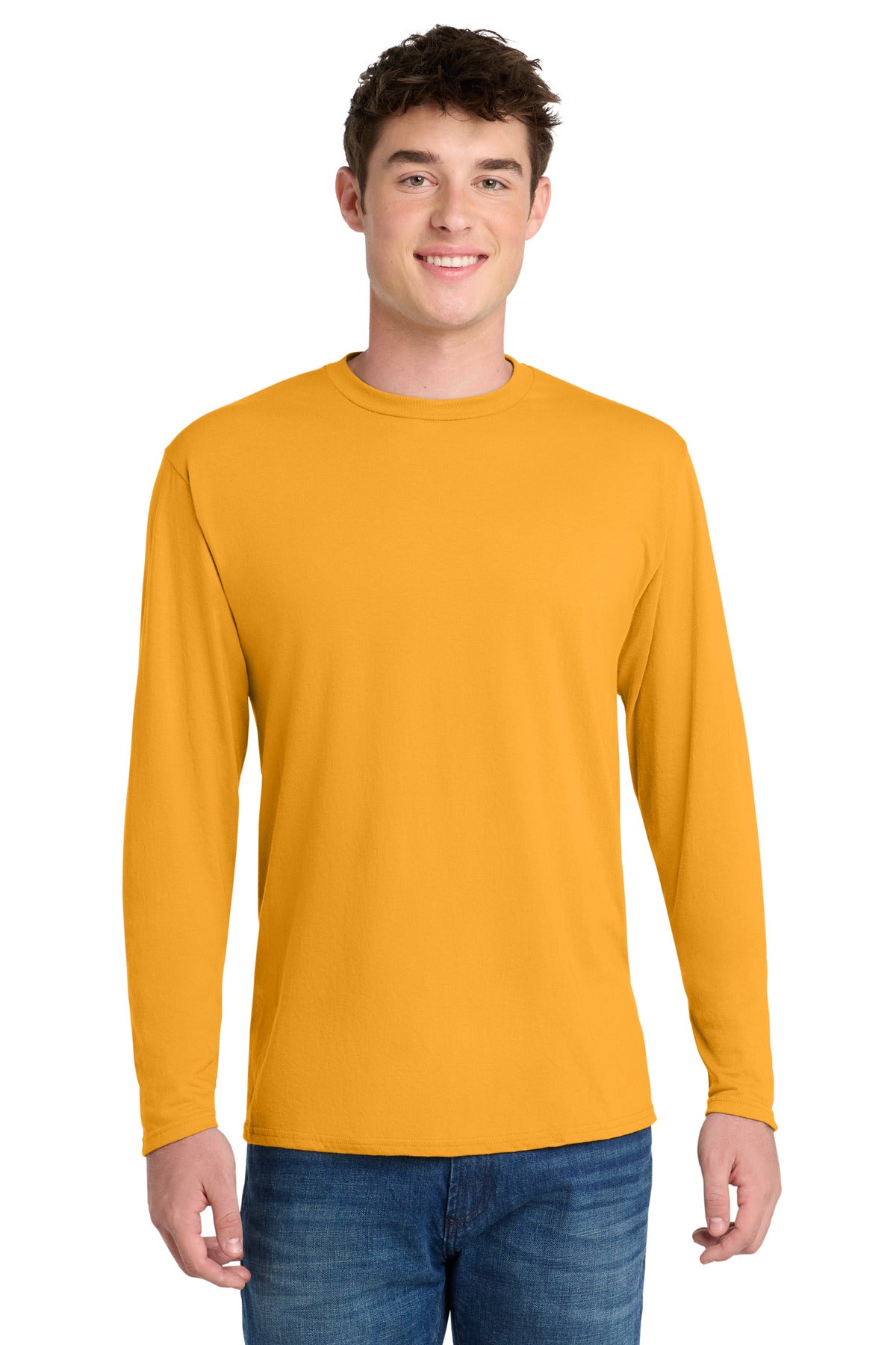 Port & Co Long Sleeve Performance Blend Tee - Gold