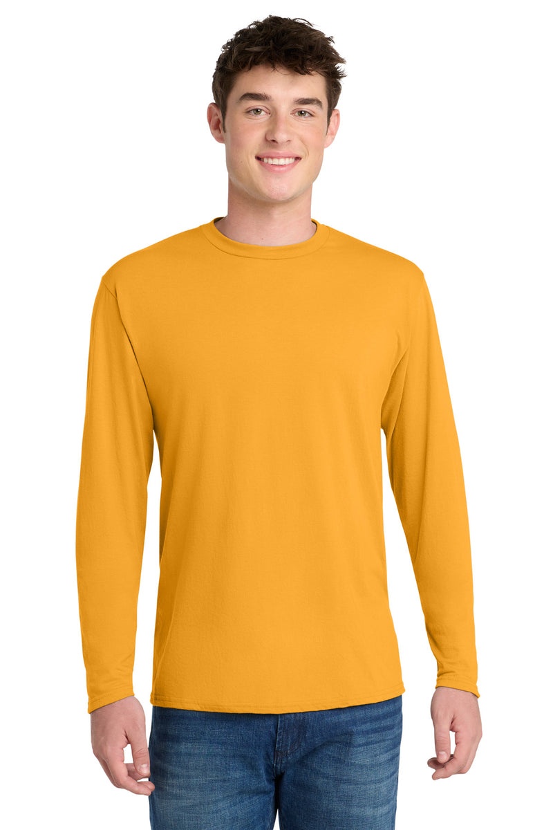 Port & Co Long Sleeve Performance Blend Tee - Gold